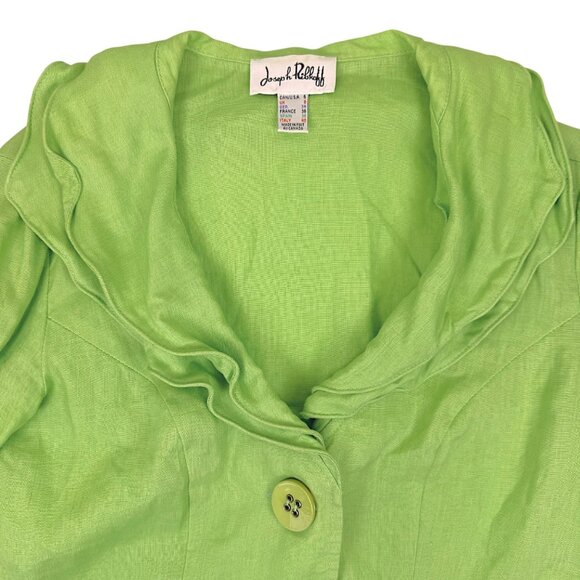 Vintage | Joseph Ribkoff | 6 | Ruffled Collar Blazer | Green | Y2K | Feminine - Picture 12 of 16